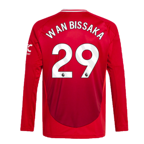 2024-2025 Man Utd Long Sleeve Home Shirt (Kids) (Wan Bissaka 29)