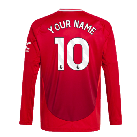 2024-2025 Man Utd Long Sleeve Home Shirt (Kids) (Your Name)