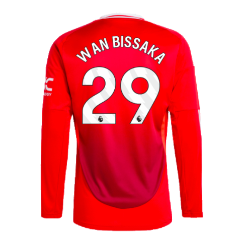 2024-2025 Man Utd Long Sleeve Home Shirt (Wan Bissaka 29)