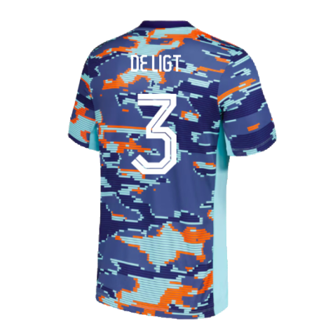 2024-2025 Netherlands Pre-Match Training Shirt (Blue) - Kids (De Ligt 3)