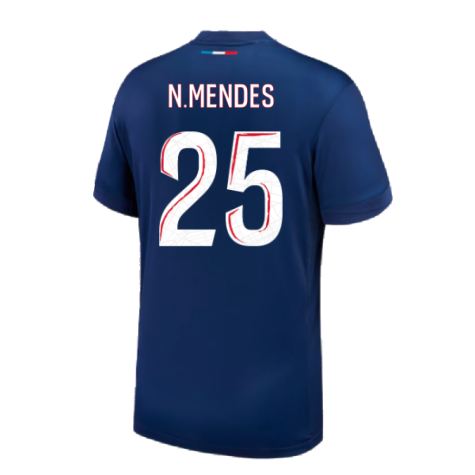 2024-2025 PSG Paris Saint Germain Home Shirt (N.Mendes 25)