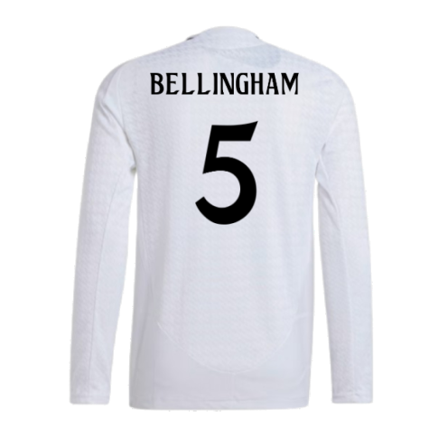 2024-2025 Real Madrid Authentic Long Sleeve Home Shirt (Bellingham 5)