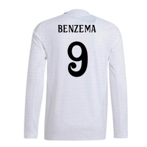 2024-2025 Real Madrid Authentic Long Sleeve Home Shirt (Benzema 9)