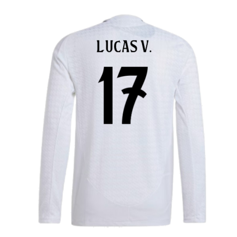 2024-2025 Real Madrid Authentic Long Sleeve Home Shirt (Lucas V. 17)