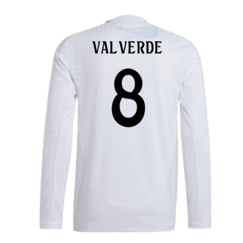 2024-2025 Real Madrid Authentic Long Sleeve Home Shirt (Valverde 8)