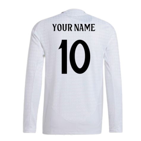 2024-2025 Real Madrid Authentic Long Sleeve Home Shirt (Your Name)