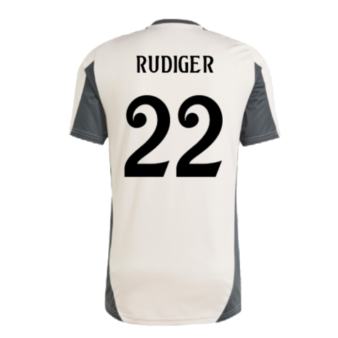 2024-2025 Real Madrid EU Training Jersey (Putty Mauve) (Rudiger 22)