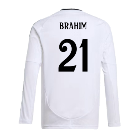 2024-2025 Real Madrid Long Sleeve Home Shirt (Kids) (Brahim 21)