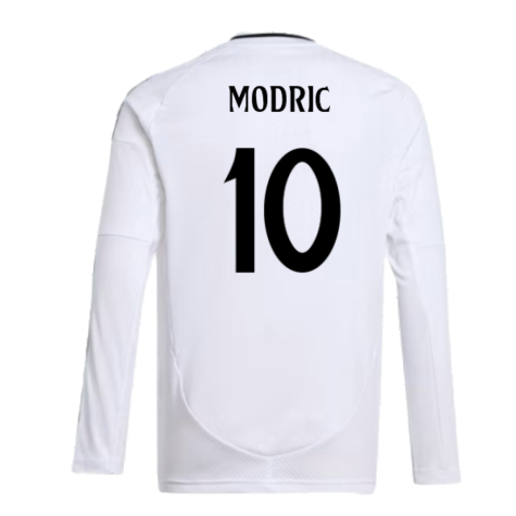 2024-2025 Real Madrid Long Sleeve Home Shirt (Kids) (Modric 10)