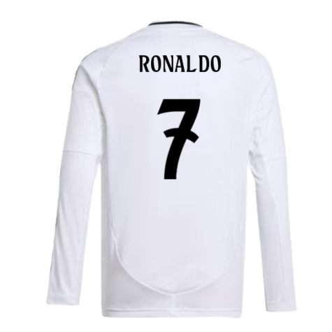 2024-2025 Real Madrid Long Sleeve Home Shirt (Kids) (Ronaldo 7)