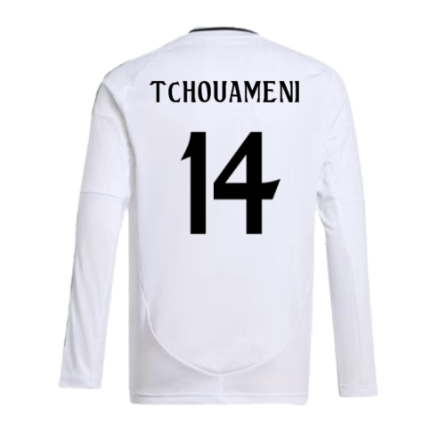 2024-2025 Real Madrid Long Sleeve Home Shirt (Kids) (Tchouameni 14)