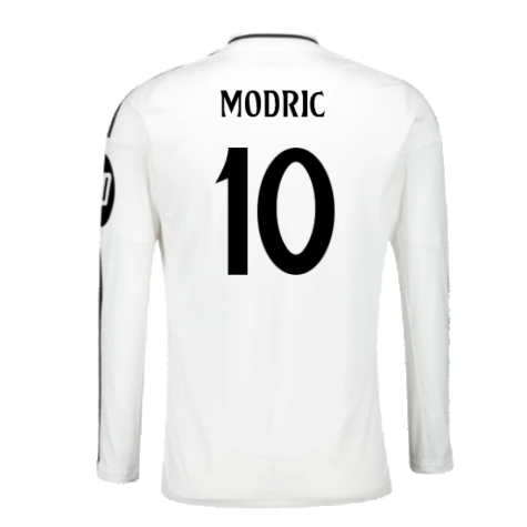 2024-2025 Real Madrid Long Sleeve Home Shirt (Modric 10)