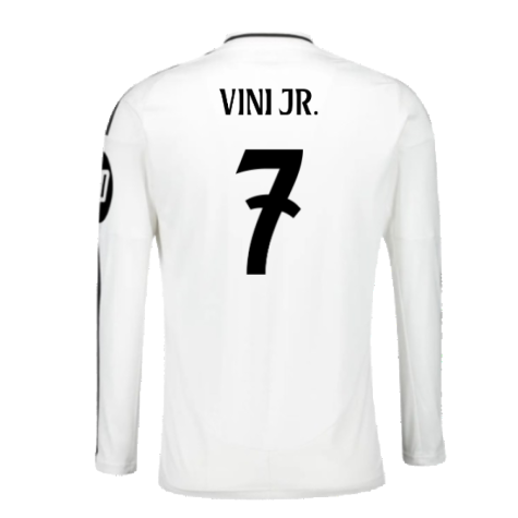 2024-2025 Real Madrid Long Sleeve Home Shirt (Vini Jr. 7)