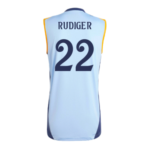 2024-2025 Real Madrid Sleeveless Jersey (Glow Blue) (Rudiger 22)