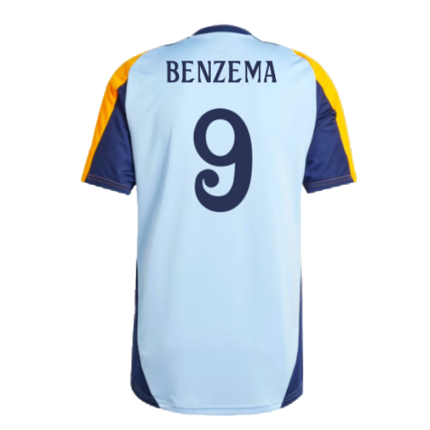 2024-2025 Real Madrid Training Shirt (Glow Blue) (Benzema 9)