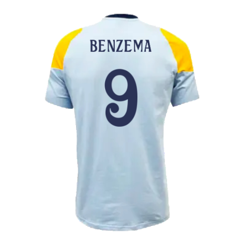 2024-2025 Real Madrid Training Tee (Glow Blue) (Benzema 9)