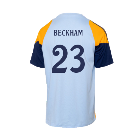 2024-2025 Real Madrid Training Tee (Glow Blue) - Kids (Beckham 23)