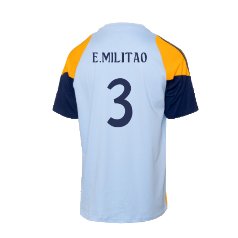 2024-2025 Real Madrid Training Tee (Glow Blue) - Kids (E.Militao 3)