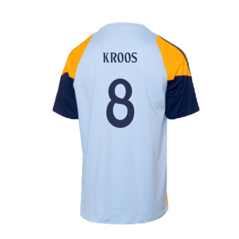 2024-2025 Real Madrid Training Tee (Glow Blue) - Kids (Kroos 8)