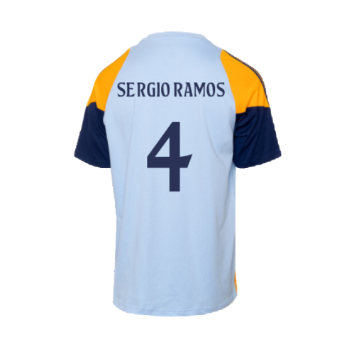 2024-2025 Real Madrid Training Tee (Glow Blue) - Kids (Sergio Ramos 4)