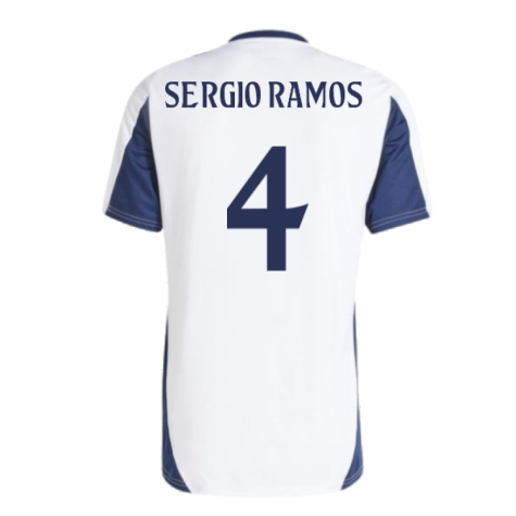 2024-2025 Real Madrid Training Tee (White) (Sergio Ramos 4)