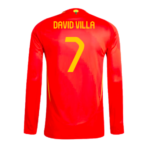 2024-2025 Spain Authentic Long Sleeve Home Shirt (David Villa 7)