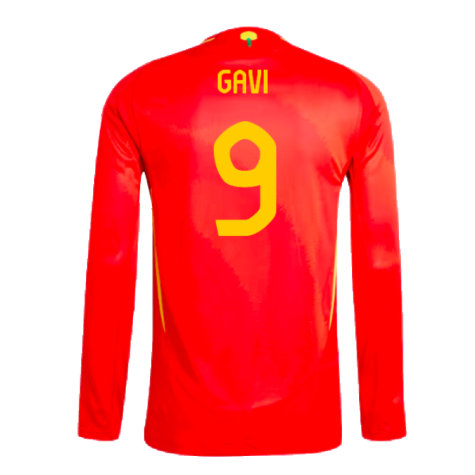 2024-2025 Spain Authentic Long Sleeve Home Shirt (Gavi 9)