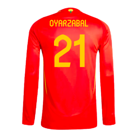 2024-2025 Spain Authentic Long Sleeve Home Shirt (Oyarzabal 21)