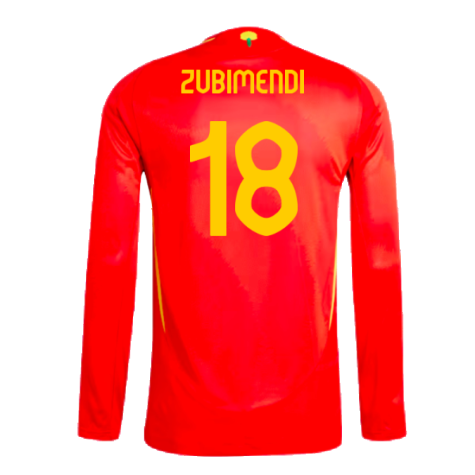 2024-2025 Spain Authentic Long Sleeve Home Shirt (Zubimendi 18)