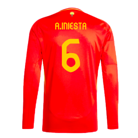 2024-2025 Spain Long Sleeve Home Shirt (A.Iniesta 6)