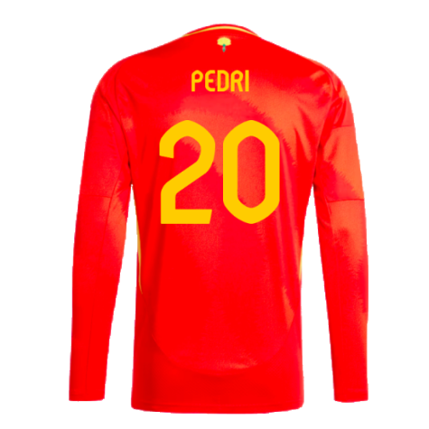 2024-2025 Spain Long Sleeve Home Shirt (Pedri 20)