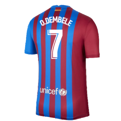 2021-2022 Barcelona Training Shirt (Blue) (O.DEMBELE 7)