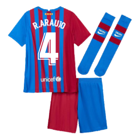 2021-2022 Barcelona Vapor Match Home Shirt (Kids) (R.ARAUJO 4)