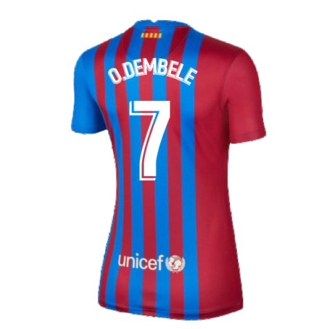 2021-2022 Barcelona Little Boys Home Kit (O.DEMBELE 7)