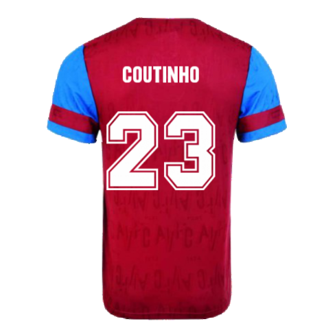 Score Draw Aston Villa 1992 Retro Football Shirt (Coutinho 23)