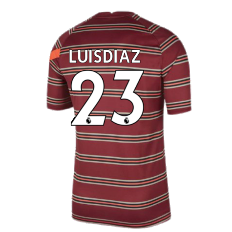 Liverpool 2021-2022 Pre-Match Training Shirt (Red) - Kids (LUIS DIAZ 23)