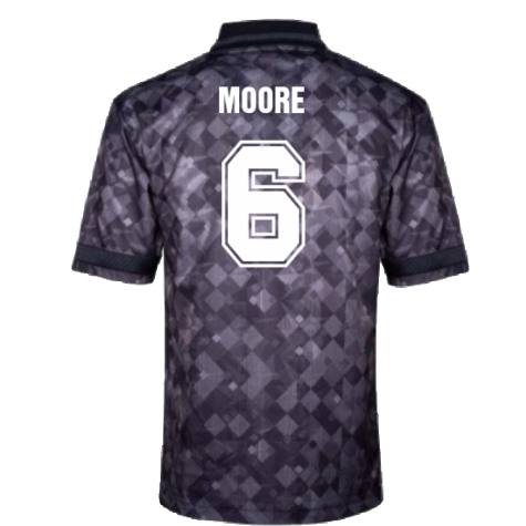 England 1990 Black Out Retro Football Shirt (Moore 6)