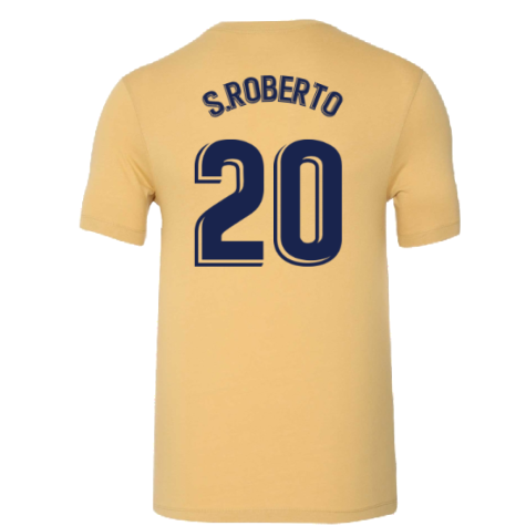 2022-2023 Barcelona Evergreen Crest Tee (Gold) (S.ROBERTO 20)