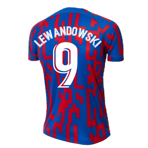 2022-2023 Barcelona Pre-Match Training Shirt (Blue) - Ladies (LEWANDOWSKI 9)