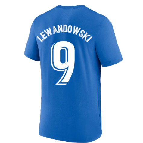 2022-2023 Barcelona Swoosh Club Tee (Blue) (LEWANDOWSKI 9)