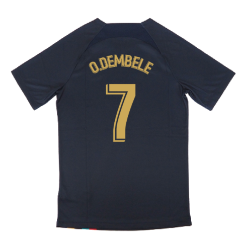 2022-2023 Barcelona Pre-Match Training Shirt (Obsidian) (O.DEMBELE 7)