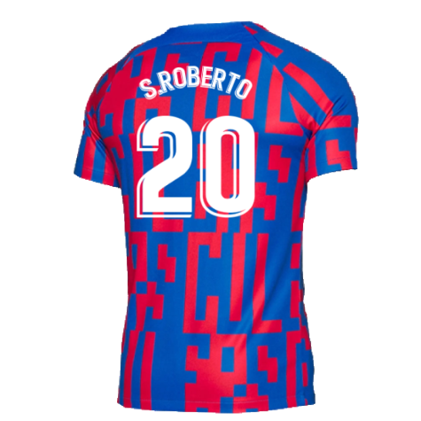 2022-2023 Barcelona Pre-Match Training Shirt (Blue) (S.ROBERTO 20)