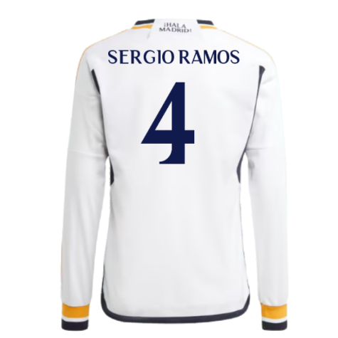 2023-2024 Real Madrid Long Sleeve Home Shirt (Kids) (Sergio Ramos 4)