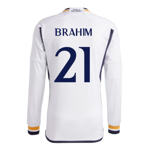 2023-2024 Real Madrid Long Sleeve Home Shirt (Brahim 21)