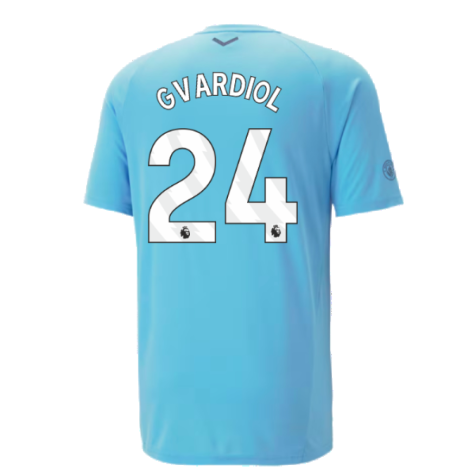 2023-2024 Man City Casuals Tee (Blue Wash) - Kids (Gvardiol 24)