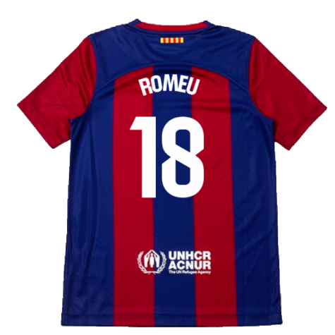 2023-2024 Barcelona Home Shirt (Kids) (Romeu 18)