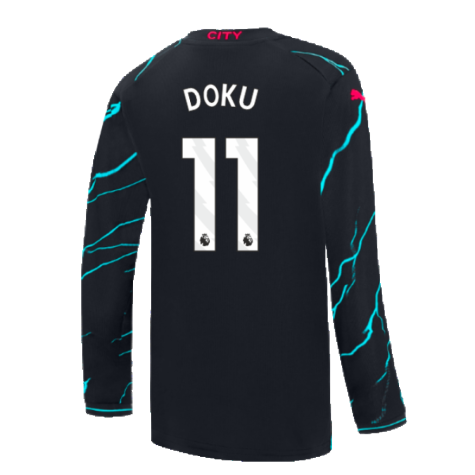 2023-2024 Man City Long Sleeve Third Shirt (Kids) (Doku 11)