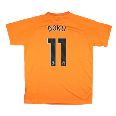 2023-2024 Man City Pre-Match Jersey (Orange) - Kids (Doku 11)