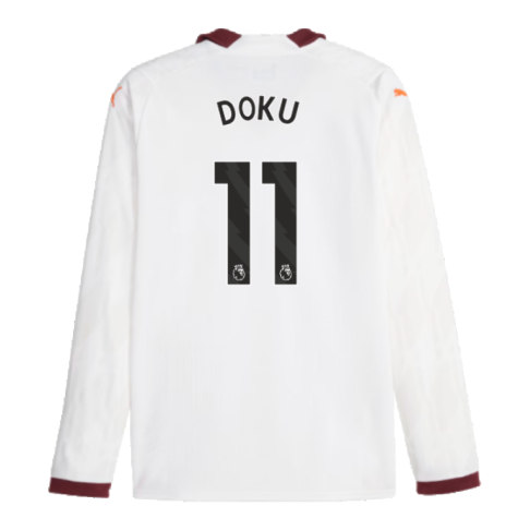 2023-2024 Man City Long Sleeve Away Shirt (Doku 11)