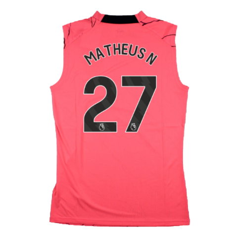 2023-2024 Man City Sleeveless Training Jersey (Sunset Glow) (Matheus N 27)